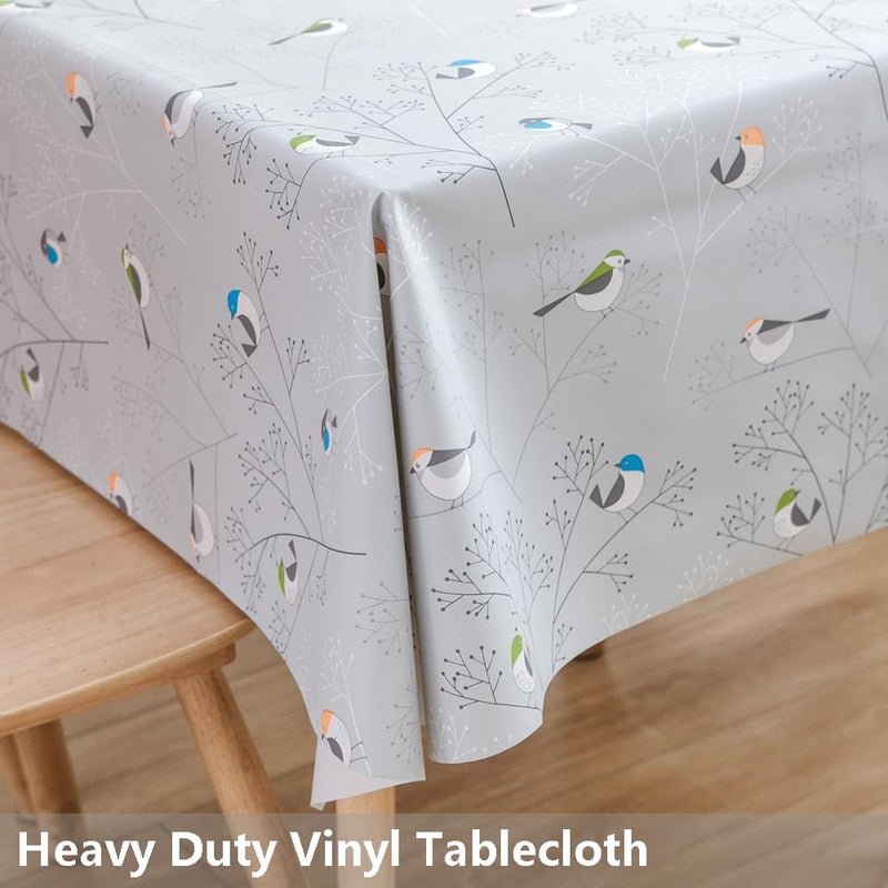 TruDelve Heavy Duty Vinyl Tablecloth Plastic Table Cloth Square Tables Waterproof Oilcloth Tablecloths Outdoor Picnic Table Cover (54'' x 54'', Birds-1) - Image 2